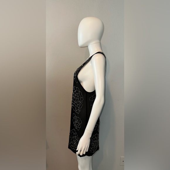 MONIQUE LESHMAN black beaded racer back coverup tunic mini dress XS - Picture 4 of 6